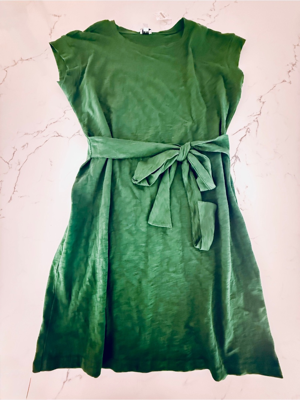 J. Crew Deep Green Tie-Waist Midi Dress NWT